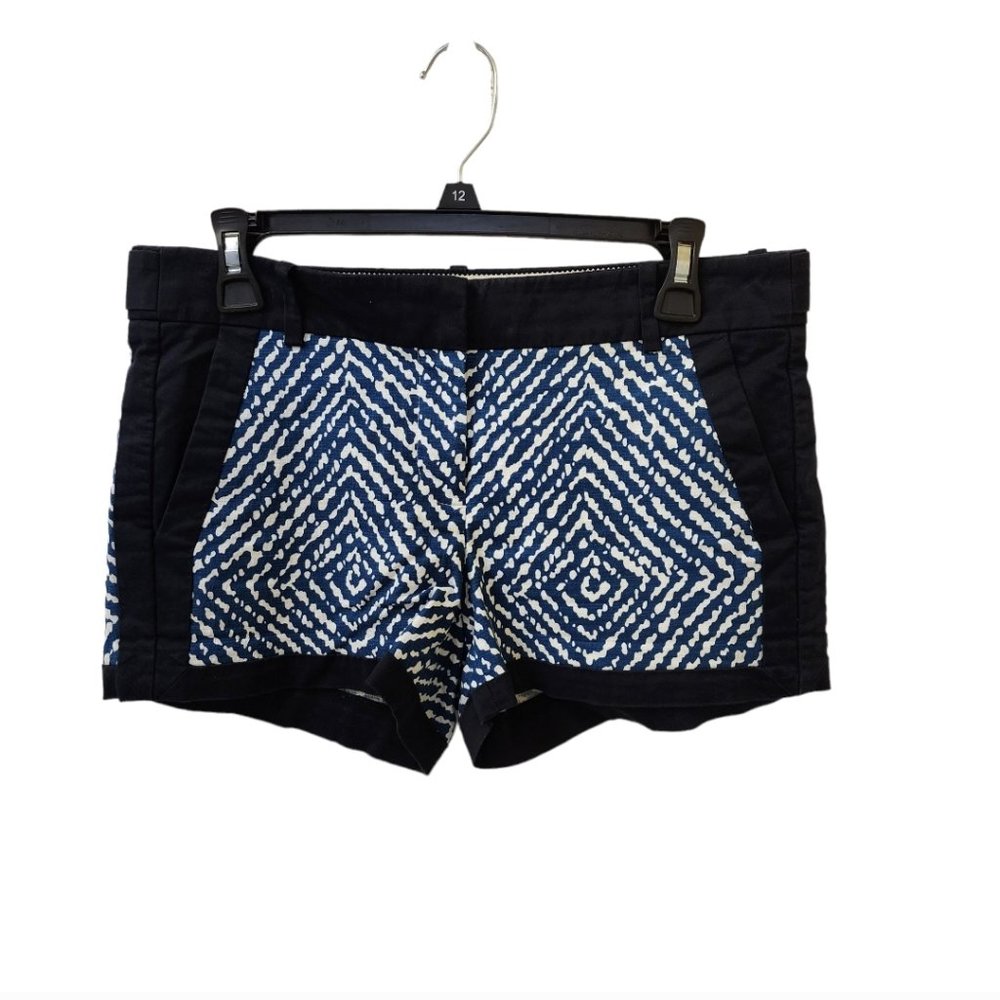 J. Crew Navy Blue/White Ikat Pattern Chino Shorts Size 2